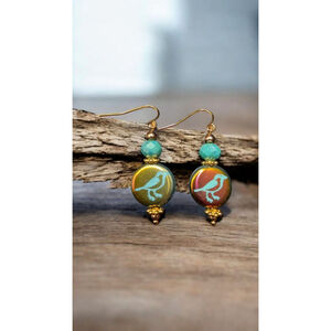 Czech Glass Bird Earrings: Blue and Multicolored Boho Dangle Jewelry